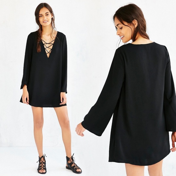 Urban Outfitters Dresses & Skirts - Ecote Urban Outfitters Black Deep-v Frock Dress